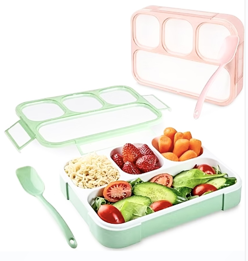 ORPIO 4 Compartment Plastic Bento Leak-Proof Picnic Food Container BPA-F